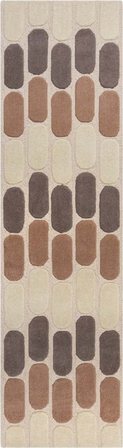 Hnědo-béžový vlněný běhoun Flair Rugs Fossil