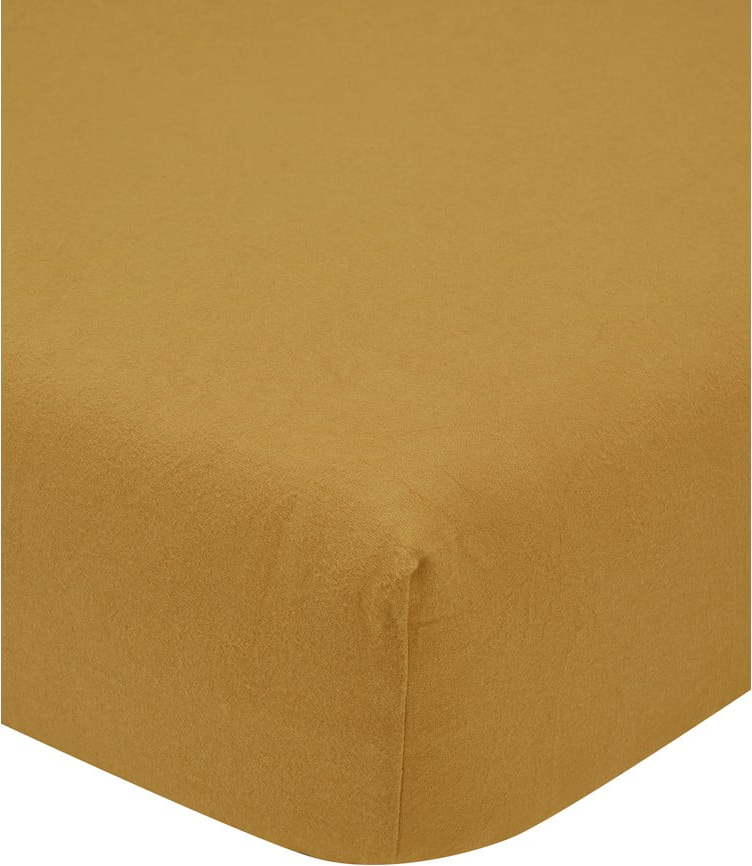 Hořčicově žluté flanelové prostěradlo Port Maine