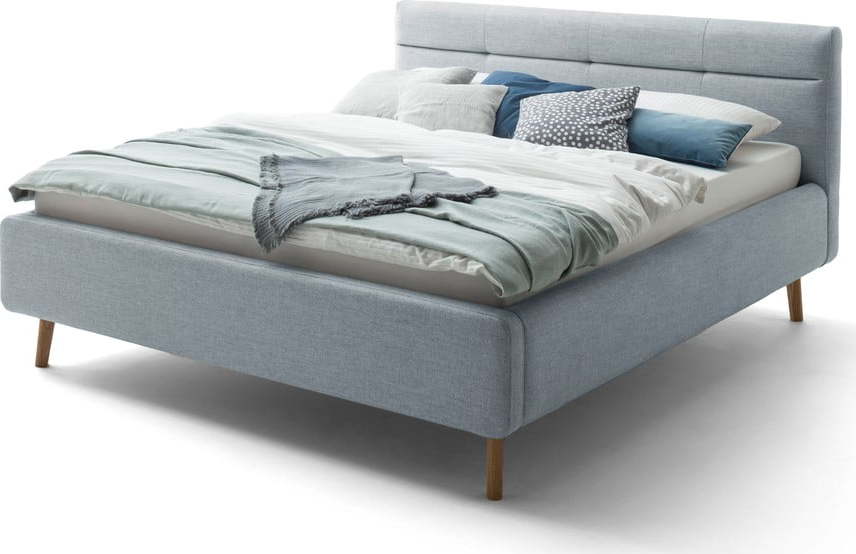Modrá čalouněná dvoulůžková postel s úložným prostorem s roštem 140x200 cm Lotte - Meise Möbel Meise Möbel