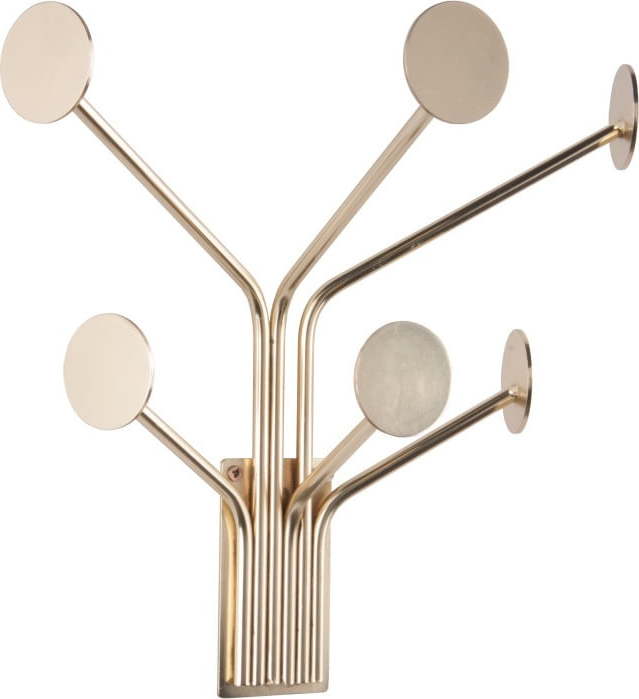 Nástěnný věšák ve zlaté barvě na kabáty Leitmotiv Dots Leitmotiv