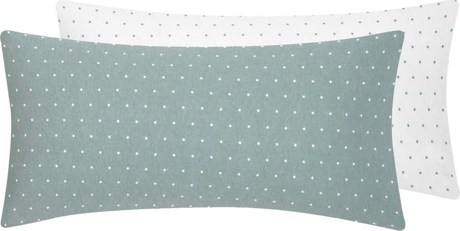 Sada 2 bílo-zelených flanelových dekorativních povlaků na polštář Fovere Betty