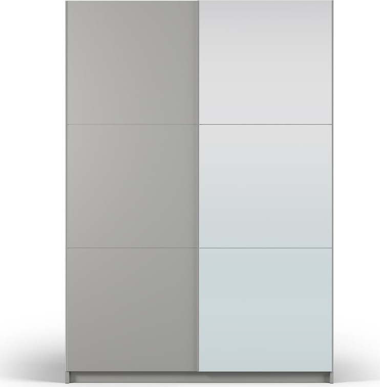 Šedá šatní skříň se zrcadlem a s posuvnými dveřmi 151x215 cm Lisburn - Cosmopolitan Design Cosmopolitan design