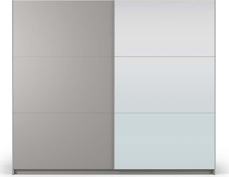Šedá šatní skříň se zrcadlem a s posuvnými dveřmi 250x215 cm Lisburn - Cosmopolitan Design Cosmopolitan design