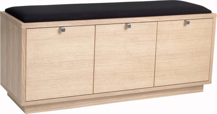 Světlá lavice s úložným prostorem a s černým sedákem Rowico Confetti