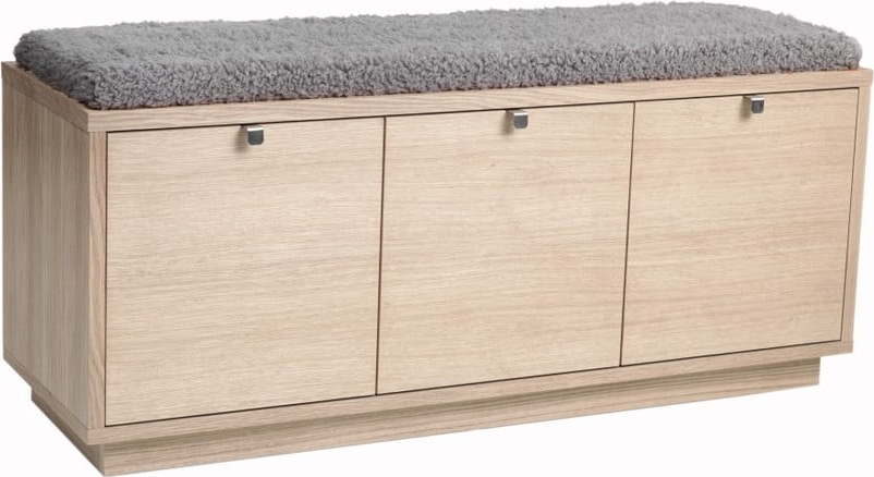 Světlá lavice s úložným prostorem a s šedým sedákem Rowico Confetti