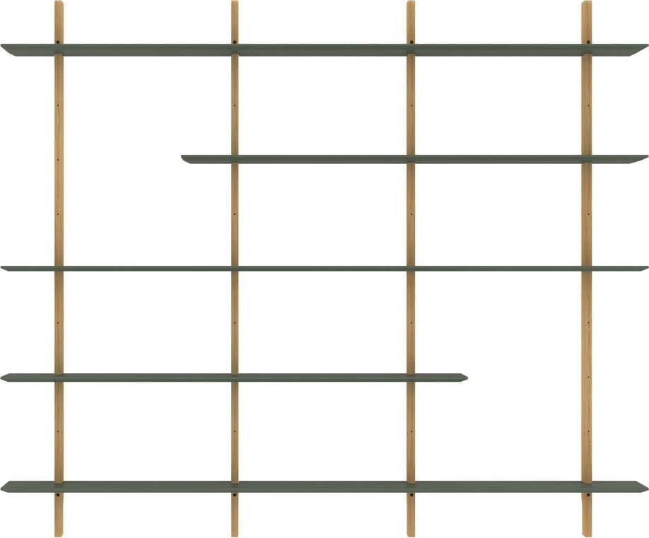 Zelený modulární policový systém v dekoru dubu 224x190 cm Bridge - Tenzo Tenzo