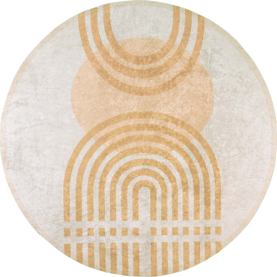 Žlutý/šedý kulatý koberec ø 80 cm - Vitaus Vitaus