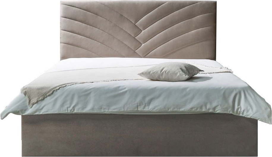 Béžová čalouněná dvoulůžková postel s úložným prostorem s roštem 160x200 cm Palmyre - Bobochic Paris Bobochic Paris