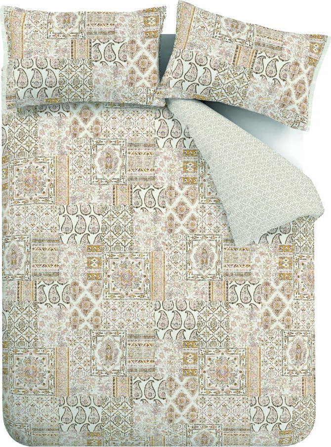 Béžové bavlněné povlečení 200x135 cm Iniko Patchwork - Pineapple Elephant Pineapple Elephant