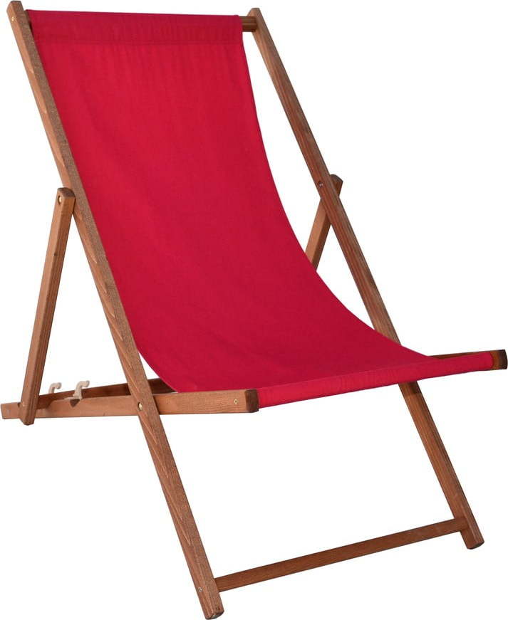 Červené dřevěné skládací zahradní lehátko Bahama - Rojaplast Rojaplast