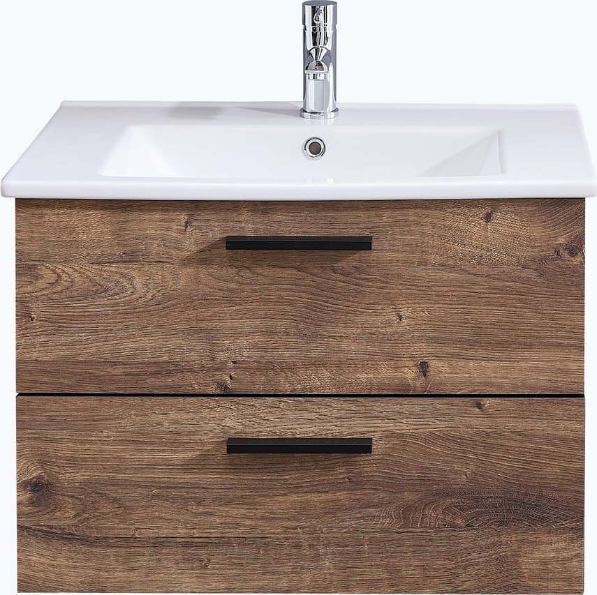 Hnědá skříňka pod umyvadlo bez baterie v dekoru dubu 71x51 cm Set 374 - Pelipal Pelipal