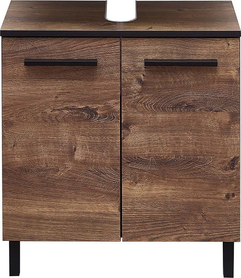 Hnědá závěsná skříňka pod umyvadlo v dekoru dubu bez baterie 60x53 cm Set 374 - Pelipal Pelipal