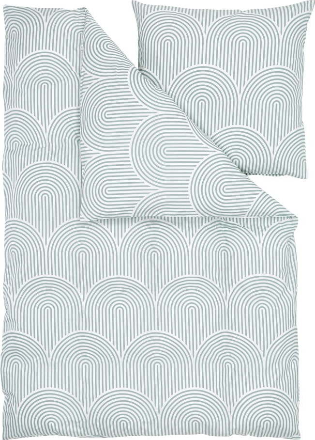 Modro-bílé povlečení na jednolůžko z ranforce bavlny Westwing Collection