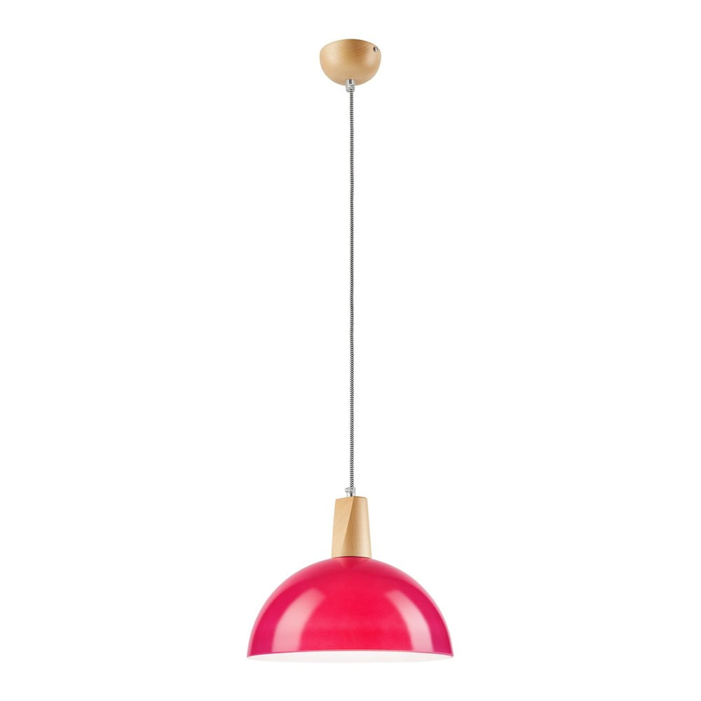 Růžové závěsné svítidlo se skleněným stínítkem - LAMKUR LAMKUR