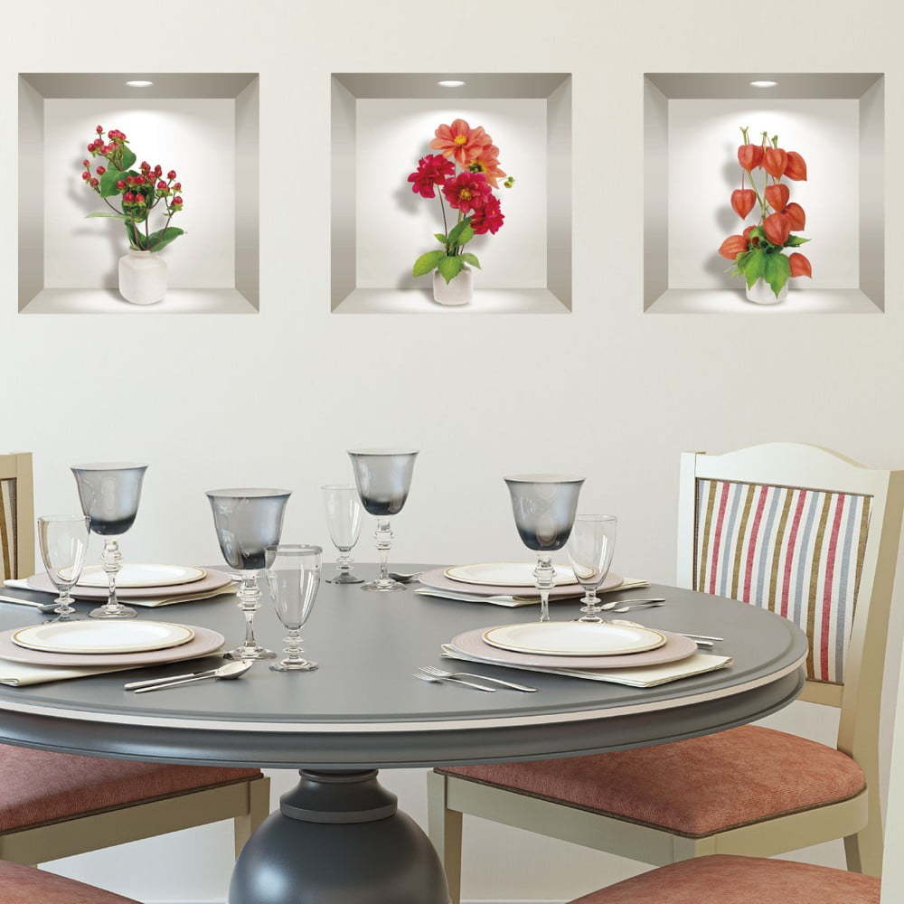 Sada 3 3D samolepek na zeď Ambiance Dahlia Ambiance