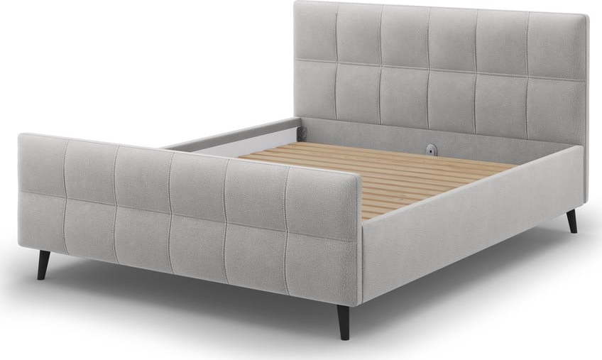 Světle šedá čalouněná dvoulůžková postel s roštem 180x200 cm Gigi - Micadoni Home Micadoni Home