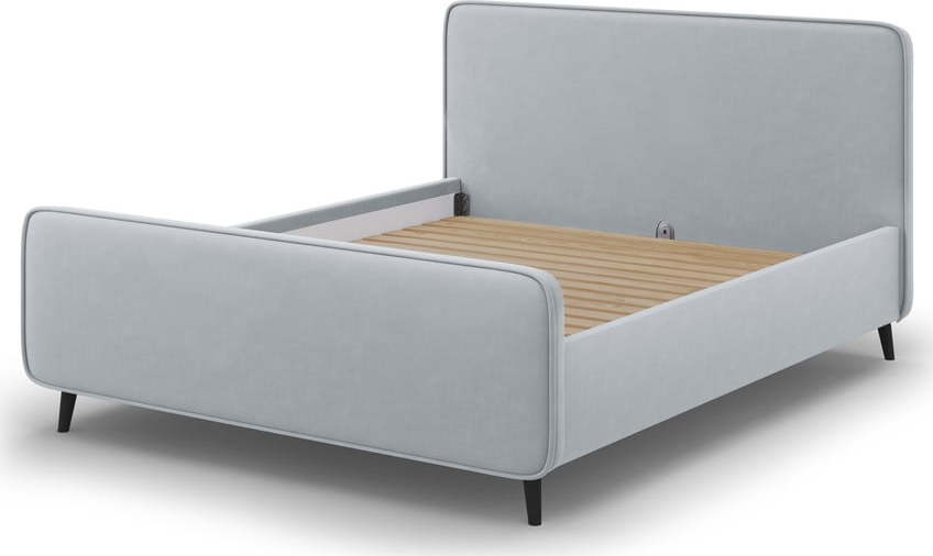 Světle šedá čalouněná dvoulůžková postel s roštem 180x200 cm Kaia - Micadoni Home Micadoni Home