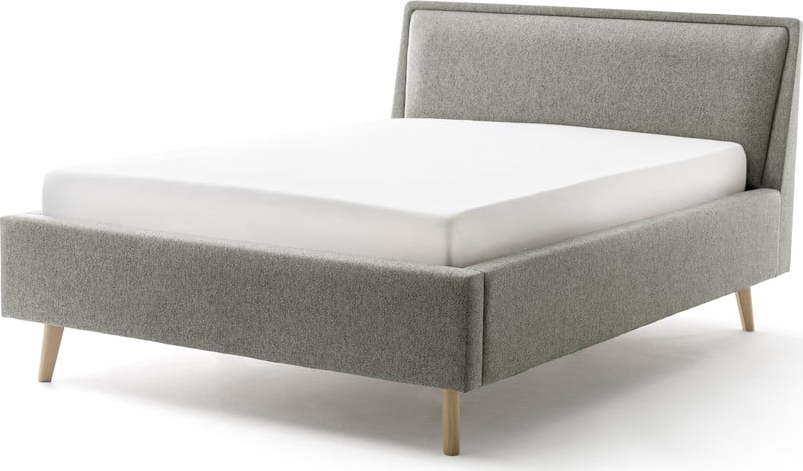 Světle šedá dvoulůžková postel s roštem a úložným prostorem Meise Möbel Frieda