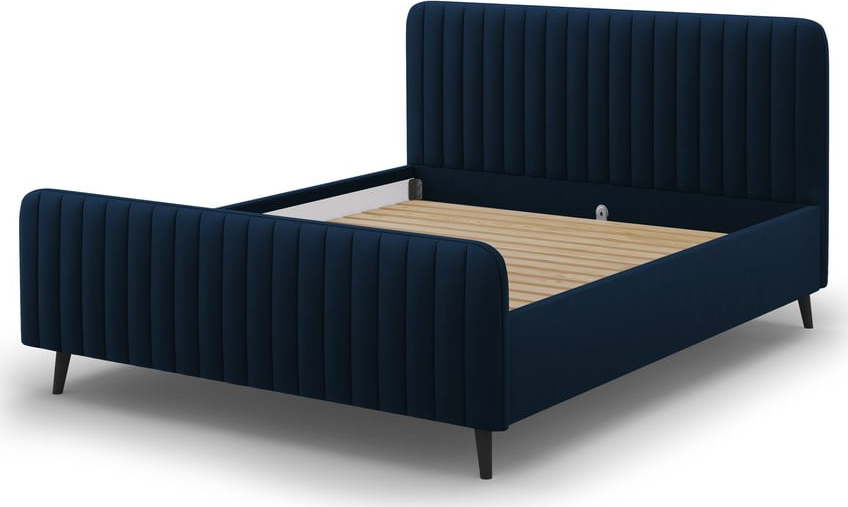 Tmavě modrá čalouněná dvoulůžková postel s roštem 160x200 cm Lily - Micadoni Home Micadoni Home