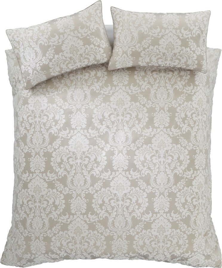 Béžové povlečení na dvoulůžko 200x200 cm Classic Damask - Catherine Lansfield Catherine Lansfield