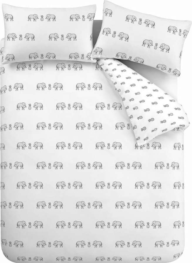 Bílé bavlněné povlečení Pineapple Elephant Tembo