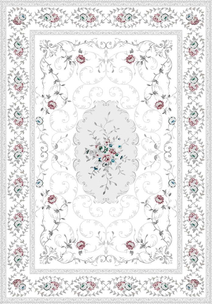 Bílo-šedý koberec Vitaus Flora