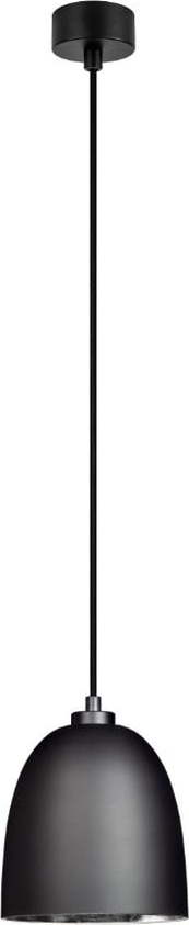 Černé matné závěsné svítidlo s vnitřkem ve stříbrné barvě Sotto Luce Awa Sotto Luce