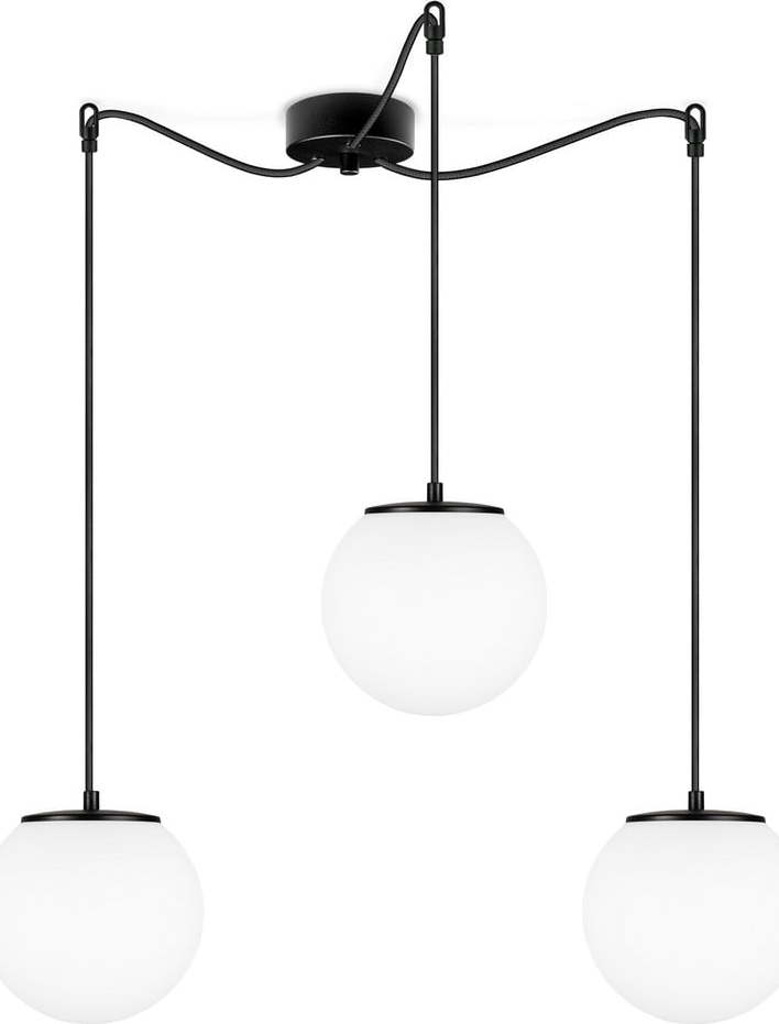 Černé tříramenné závěsné svítidlo s bílými stínidly Sotto Luce Tsuki