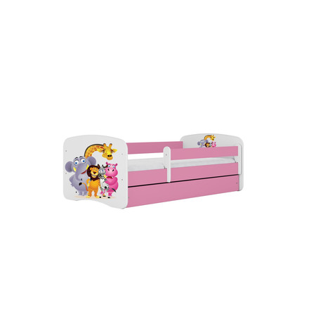 Dětská postel bez úložného prostoru Babydream 80x160 cm - zoo Bílá + růžová Pěnová matrace Signal-nabytek