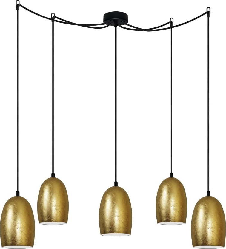 Pětiramenné závěsné svítidlo ve zlaté barvě Sotto Luce UME