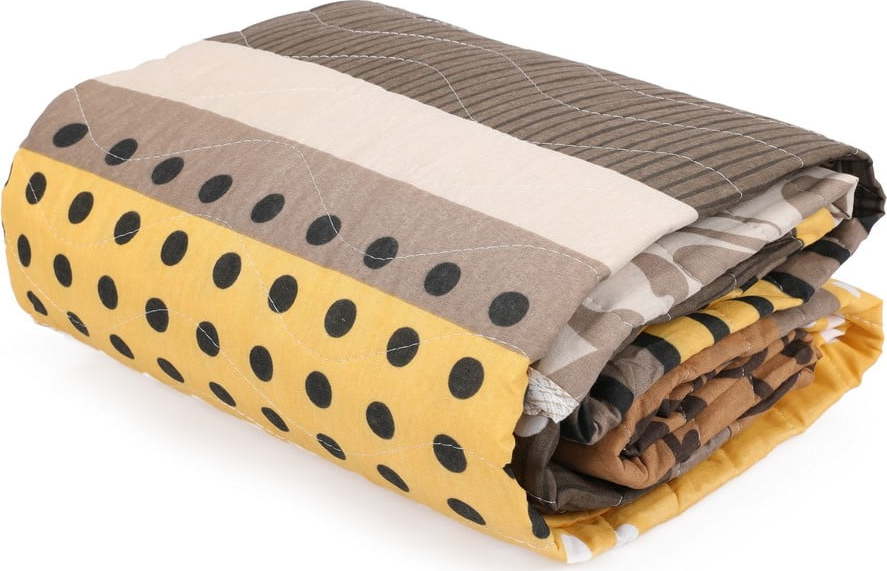 Prošívaný lehký přehoz s povlaky na polštáře Miranda Yellow