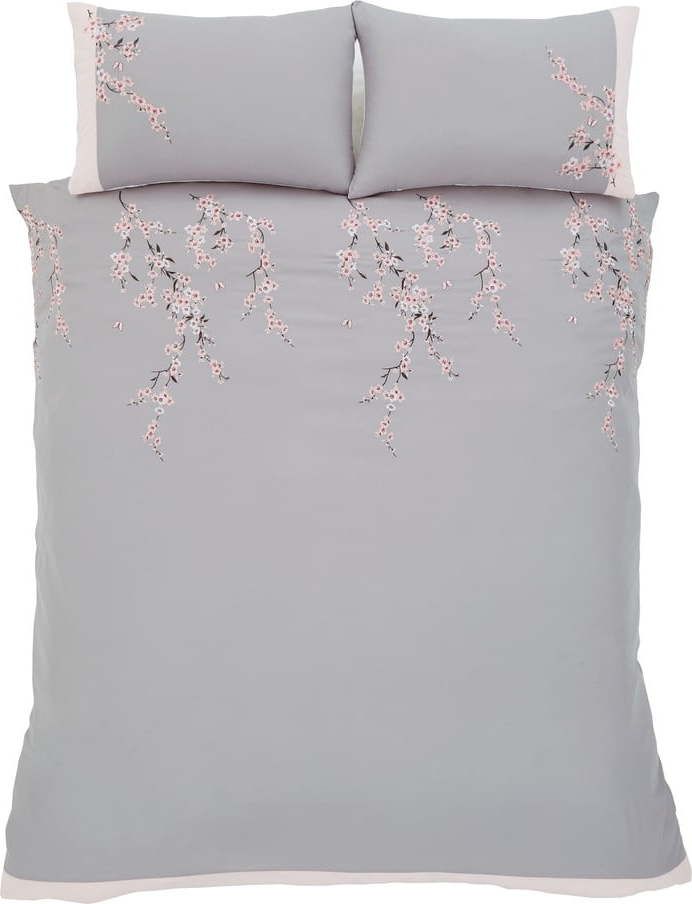 Růžovo-šedé povlečení Catherine Lansfield Blossom