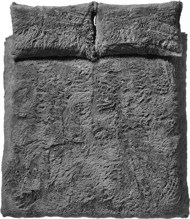 Šedé prodloužené povlečení na dvoulůžko 230x220 cm Cuddly Deep Pile - Catherine Lansfield Catherine Lansfield