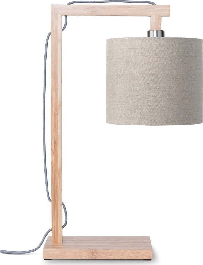 Stolní lampa s béžovým stínidlem a konstrukcí z bambusu Good&Mojo Himalaya Good&Mojo