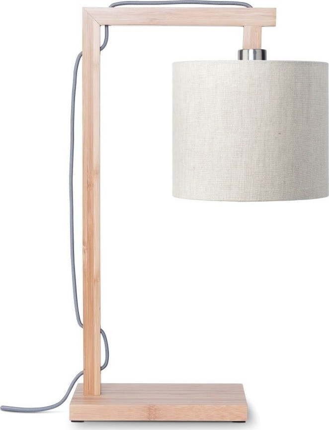 Stolní lampa se světle béžovým stínidlem a konstrukcí z bambusu Good&Mojo Himalaya Good&Mojo