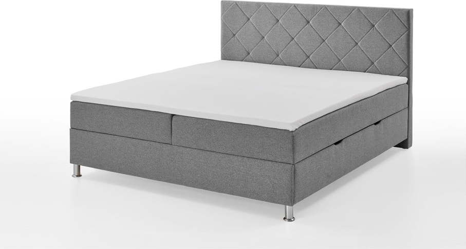 Světle šedá boxspring postel s úložným prostorem 180x200 cm Leo - Meise Möbel Meise Möbel