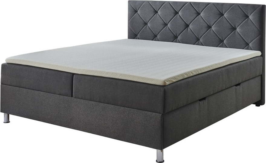 Tmavě šedá boxspring postel s úložným prostorem 180x200 cm Leo - Meise Möbel Meise Möbel