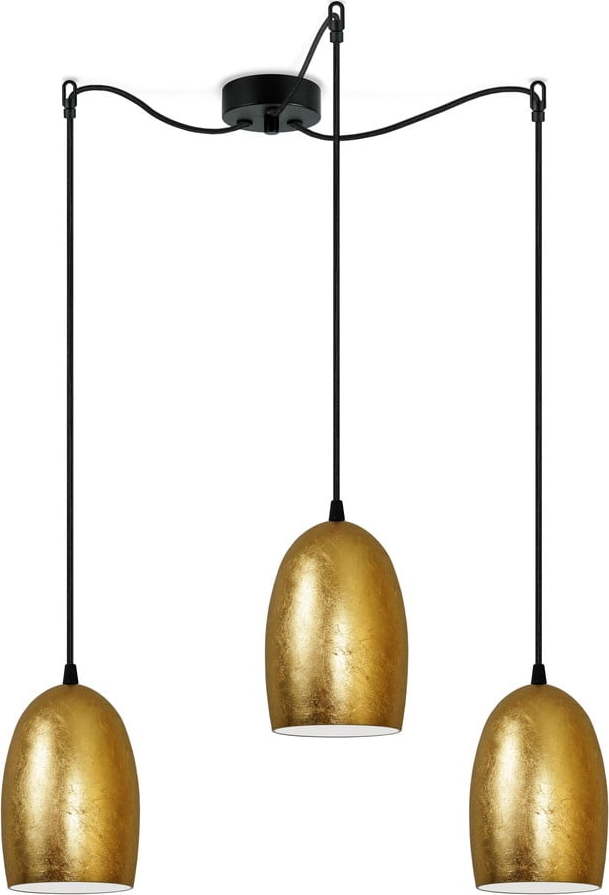 Trojramenné závěsné svítidlo ve zlaté barvě Sotto Luce UME Elementary