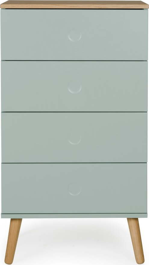 Zelená komoda s nohami z dubového dřeva Tenzo Dot