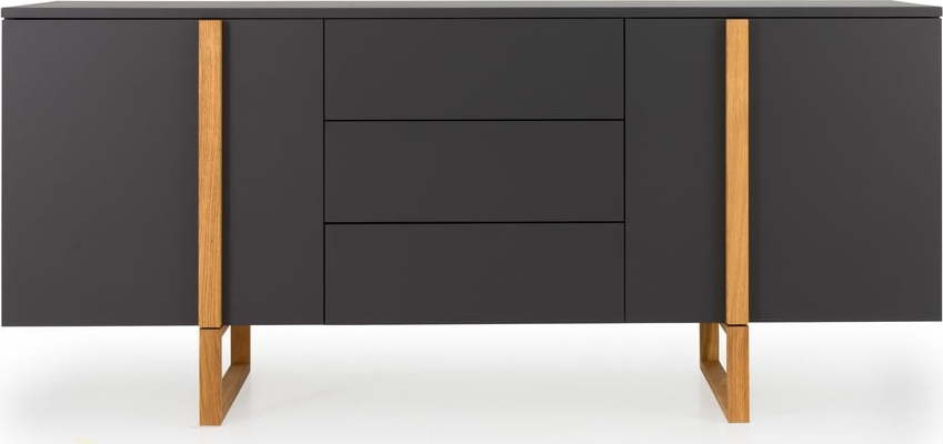 Antracitově šedá komoda s nohami z dubového dřeva Tenzo Birka