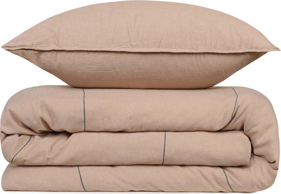 Béžové bavlněné povlečení na dvoulůžko 200x200 cm Lino Grueso - Mijolnir Mijolnir