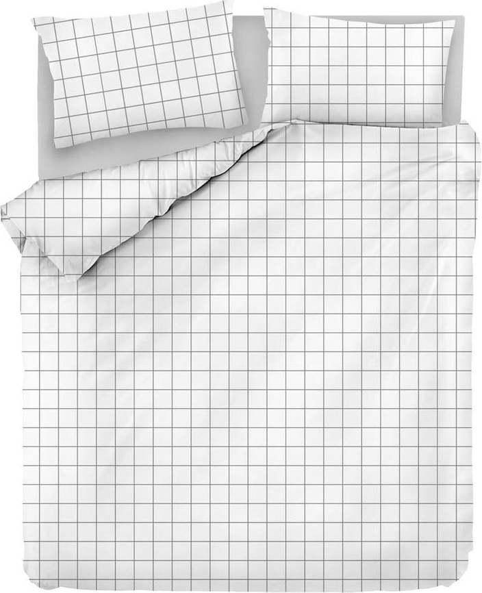 Bílé prodloužené bavlněné povlečení na dvoulůžko 200x220 cm Piga - Mijolnir Mijolnir