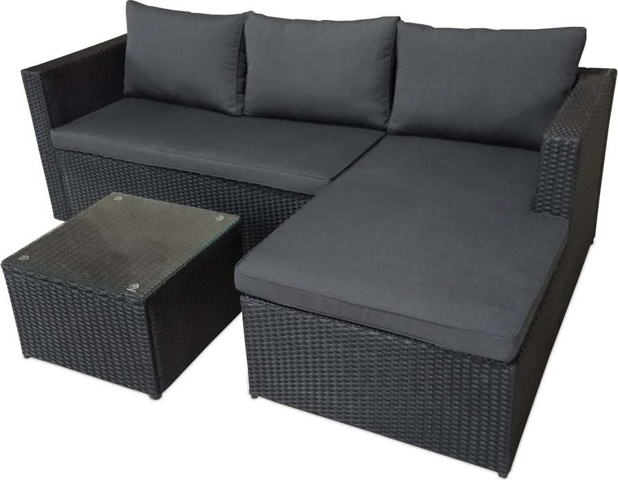 Černý/šedý zahradní lounge set z umělého ratanu pro 4 Oakland - Bonami Selection Bonami Selection