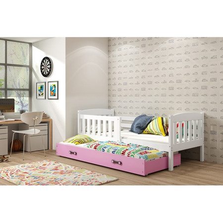 Dětská postel KUBUS s výsuvnou postelí 80x190 cm - bílá Ružové BMS