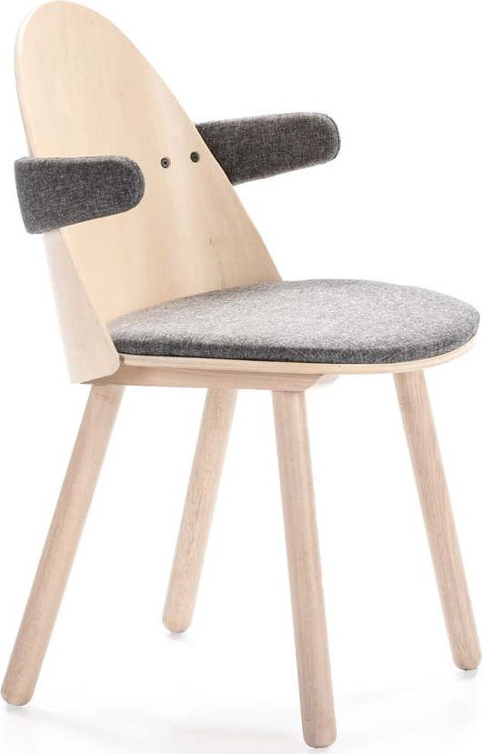 Přírodní židle s šedým podsedákem a područkami Teulat Uma Teulat