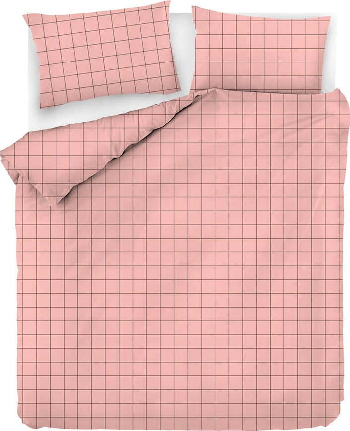 Růžové prodloužené bavlněné povlečení na dvoulůžko 200x220 cm Piga - Mijolnir Mijolnir