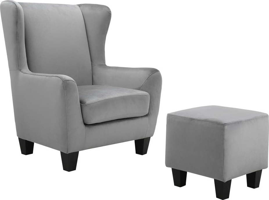 Šedé sametové křeslo ušák Zhili - Støraa Støraa