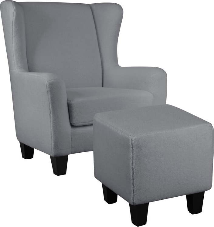 Šedé sametové křeslo ušák Zhili - Støraa Støraa