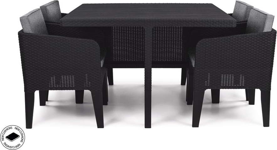 Tmavě šedý zahradní lounge set z umělého ratanu pro 4 Columbia - Keter Keter