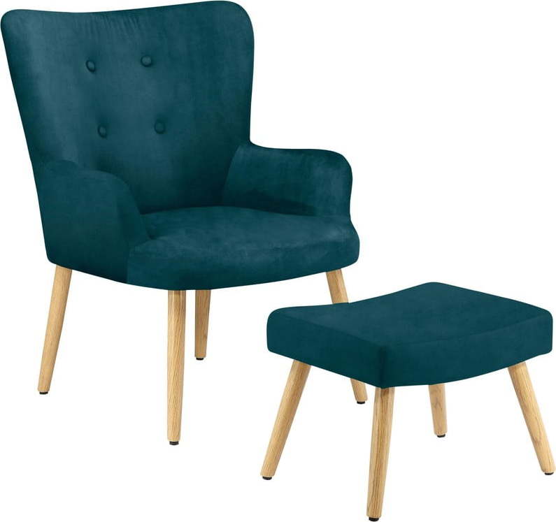 Zelenomodré sametové křeslo Coco - Støraa Støraa